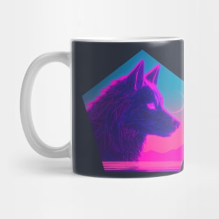 Retro Low Poly Vaporwave Wolf's Head Mug